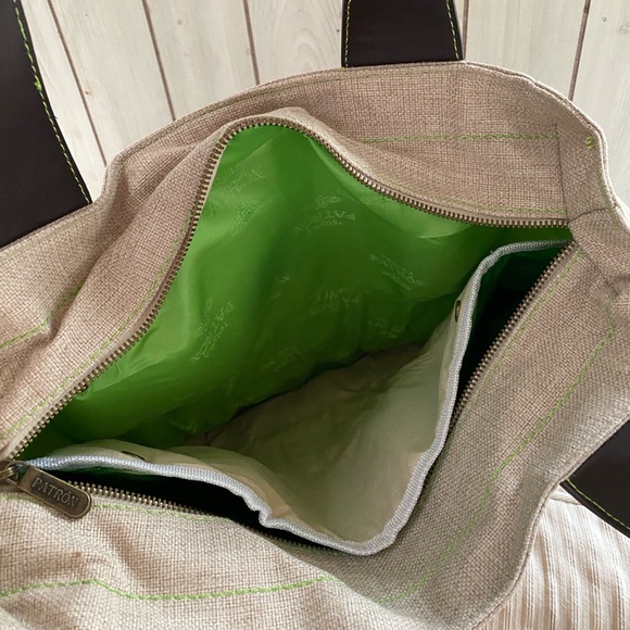 patron leather green stitching tote insulated canvas limited edition bag purse - Picture 5 of 10